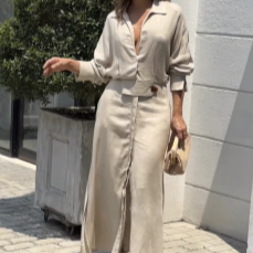 Dress Lurian Khaki - Pretty Fashion®️