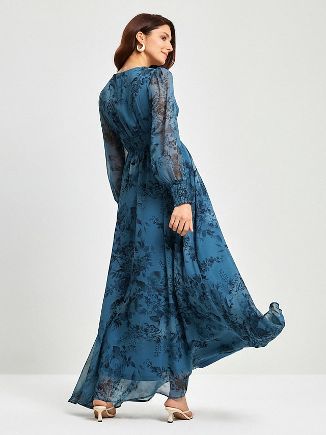 Pretty Whisper Flow Chiffon Cinched Waist Maxi Dress