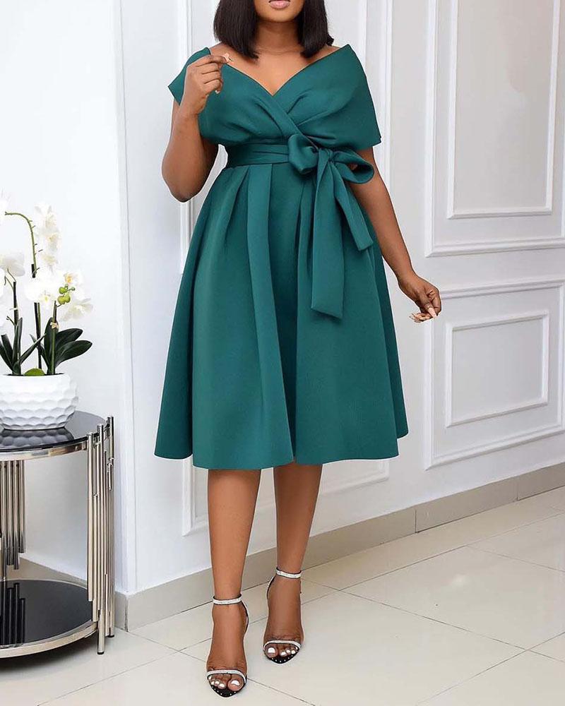 V-Neck Slim Casual Evening Dress