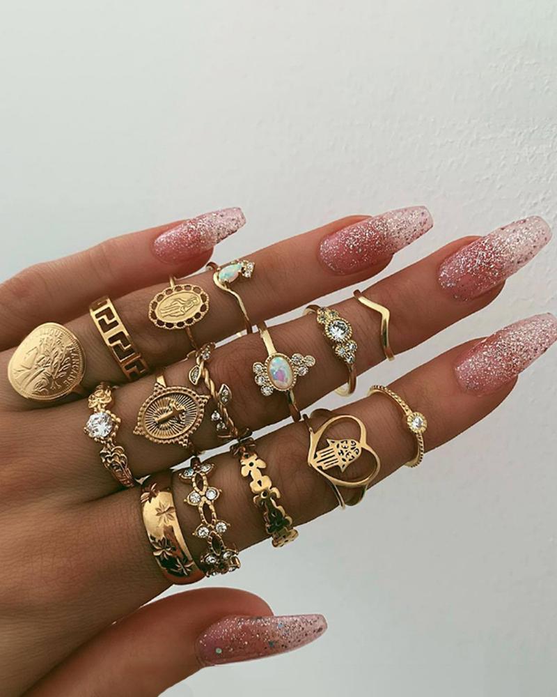 Fashion Hollow Retro Ring Set