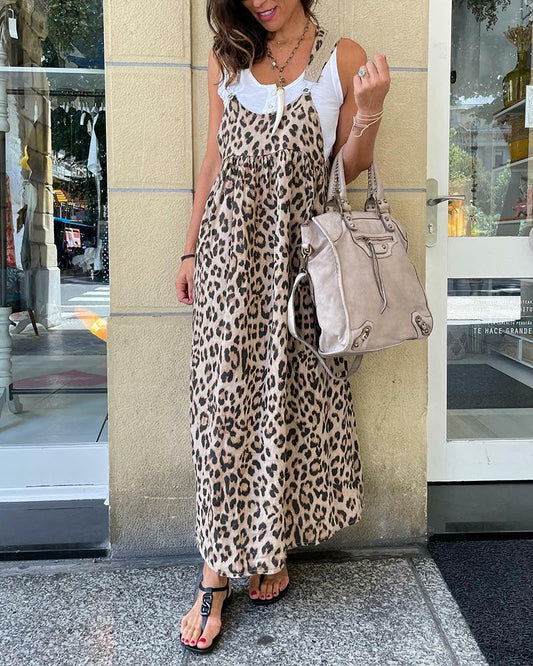 Casual Leopard Strap Dress