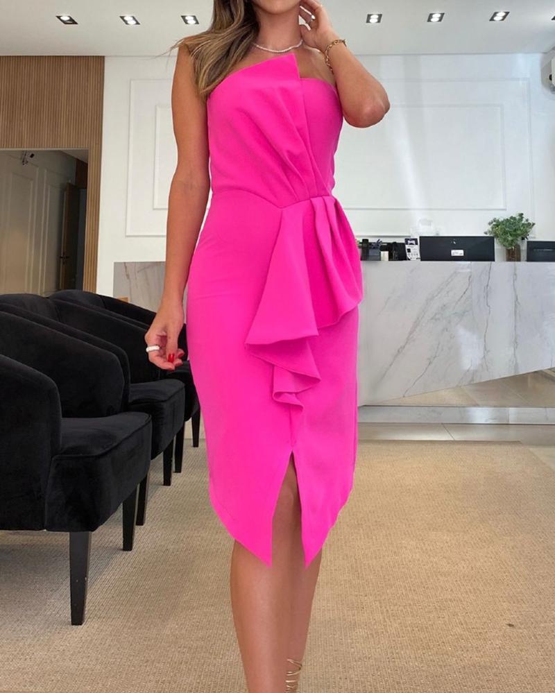 Elegant Strapless Midi Dress