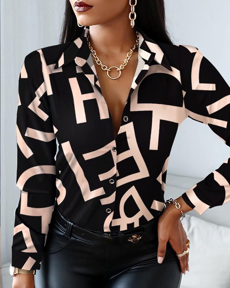 Long Sleeve V-Neck Colorblock Antique Shirt