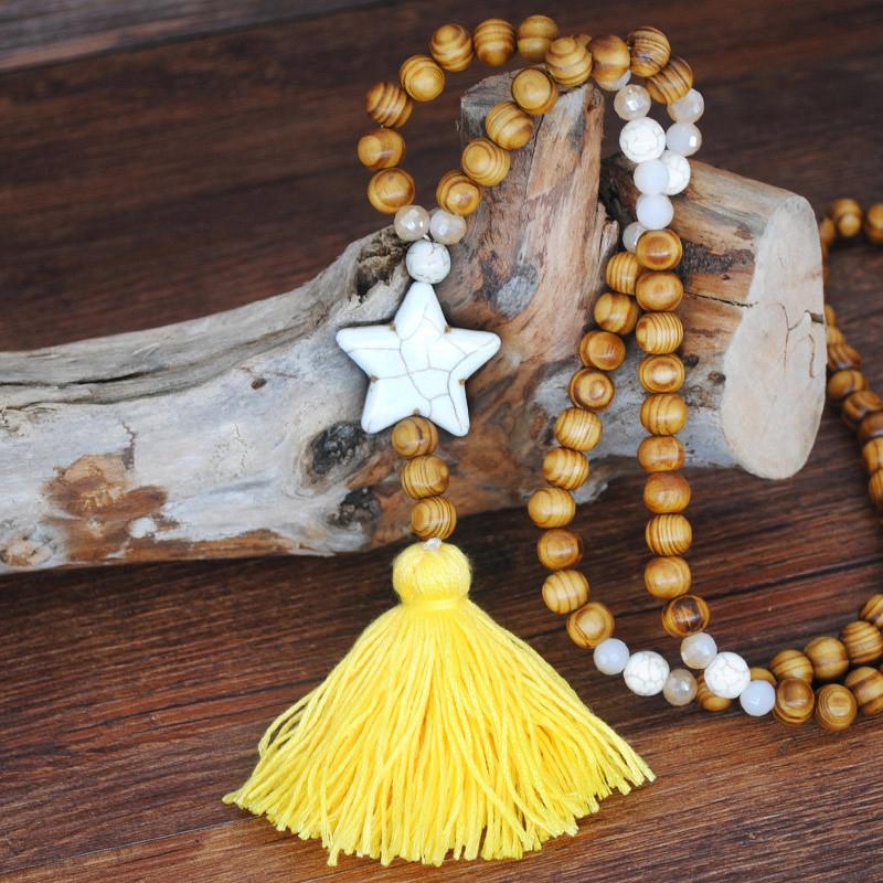 Handmade Wooden Beaded Long Necklace