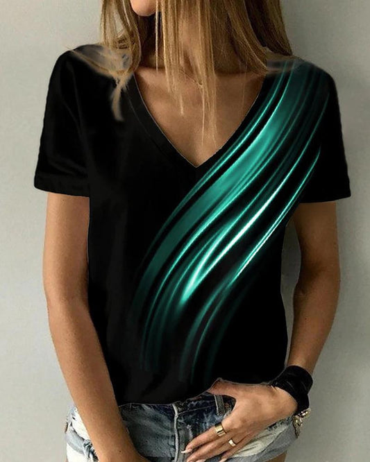 Abstract Painting V-Neck Short Sleeve T-Shirt