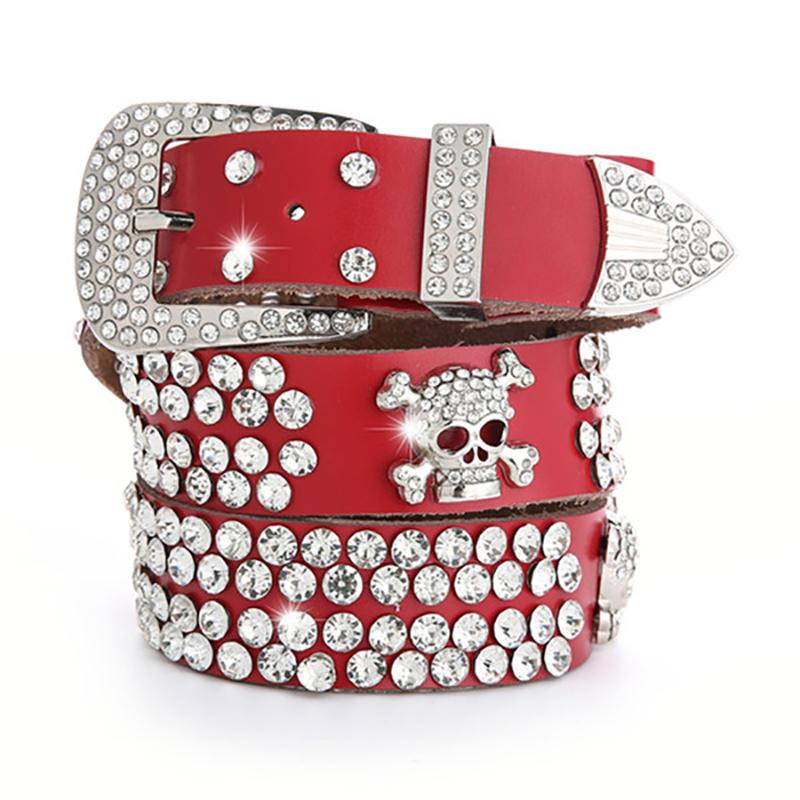 All-match skull diamond belt