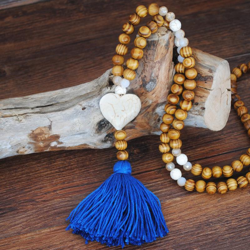 Handmade Wooden Beaded Long Necklace