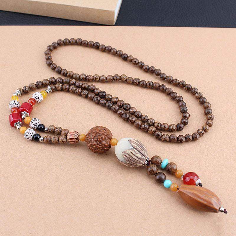 Versatile Wooden Tassel Necklace