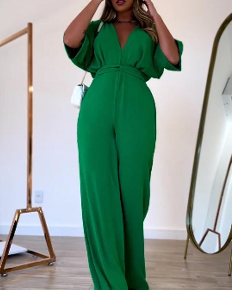 Fashion Solid Color Loose-fitting Jumpsuit