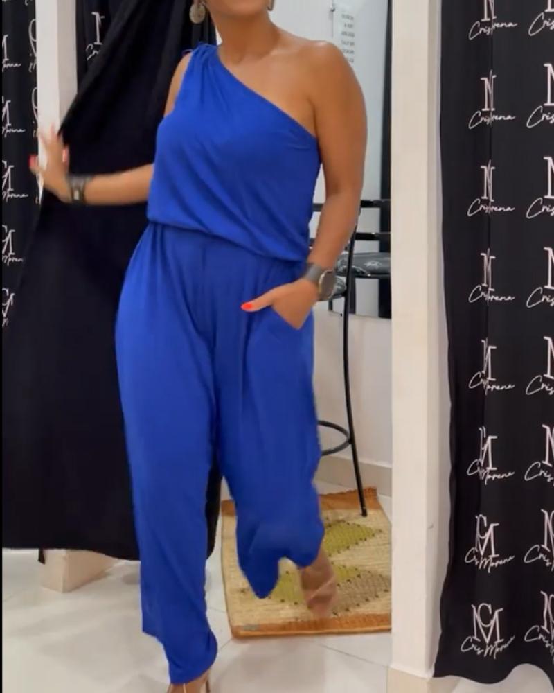 One Shoulder Comfortable Casual Jumpsuit