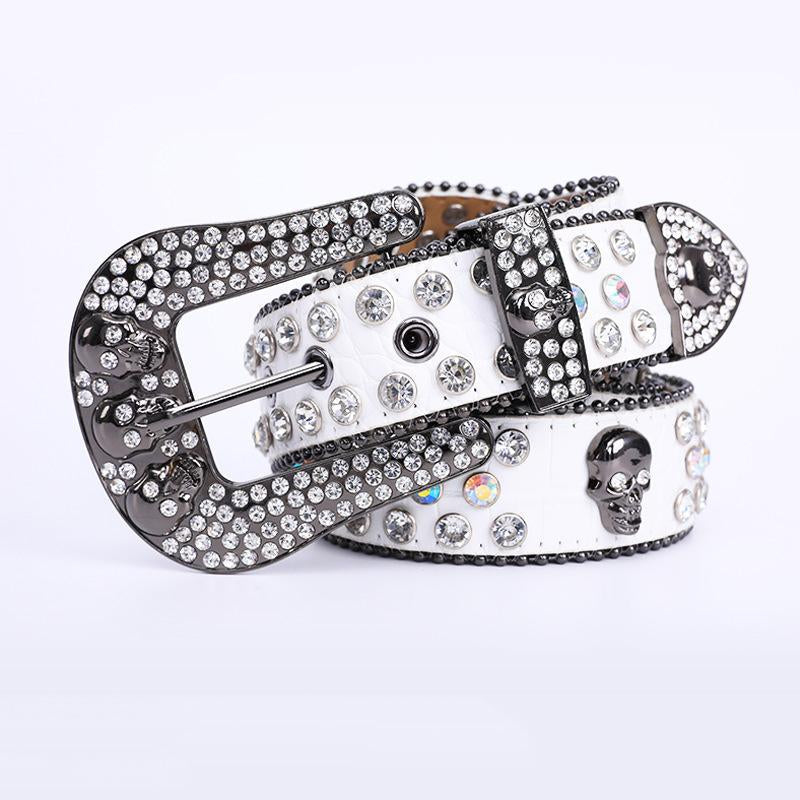 Skull rhinestone belt