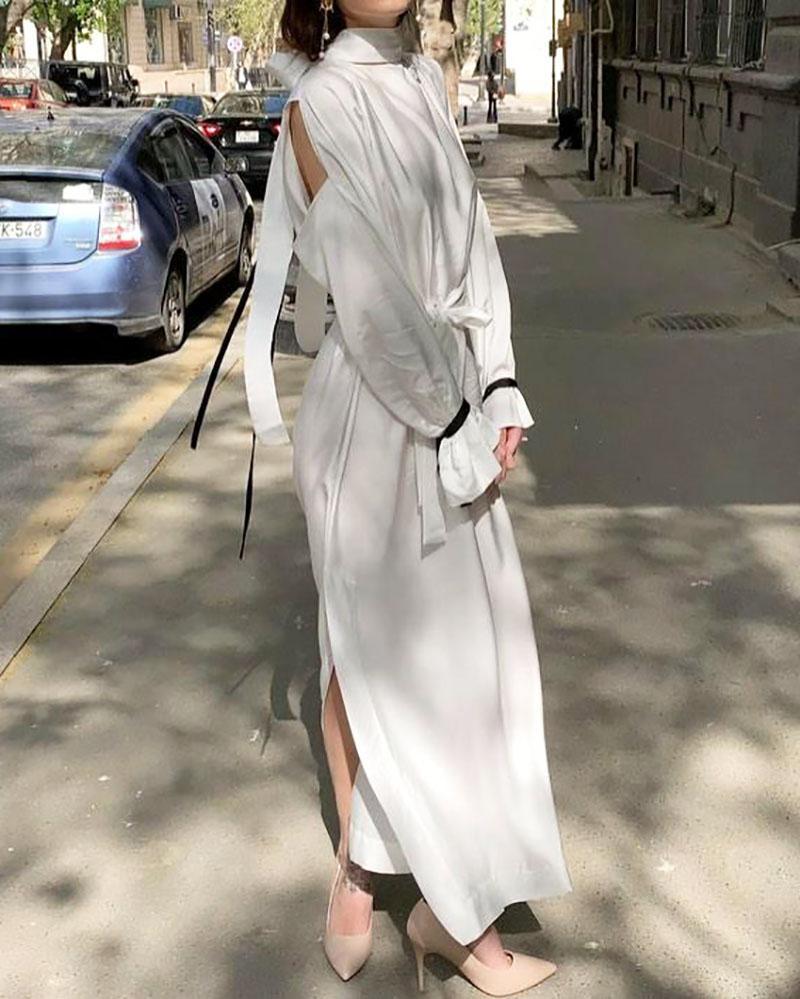 Loose simple long-sleeved maxi dress