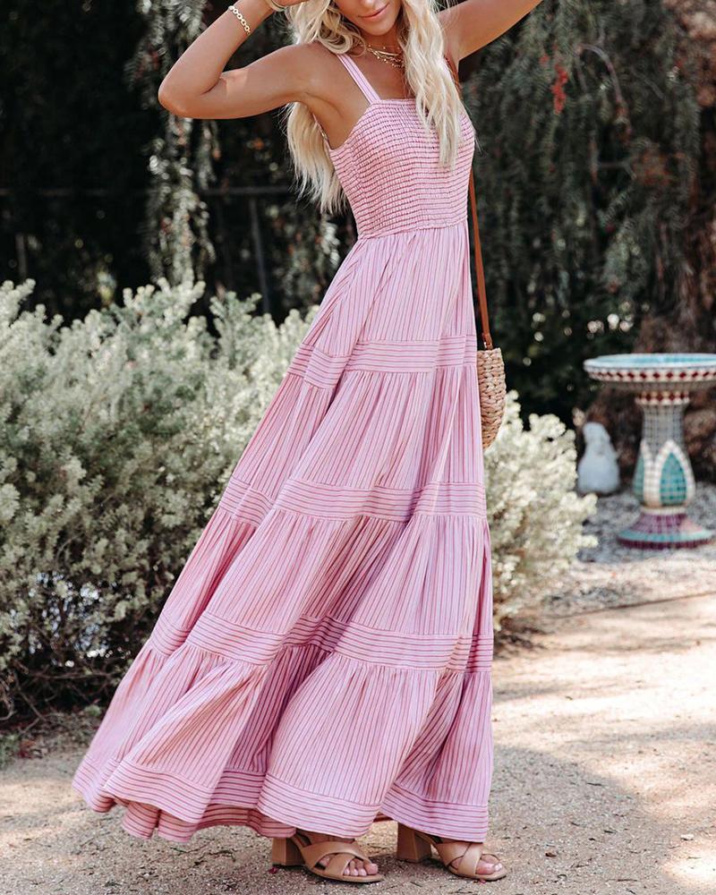 Solid color maxi striped slip dress