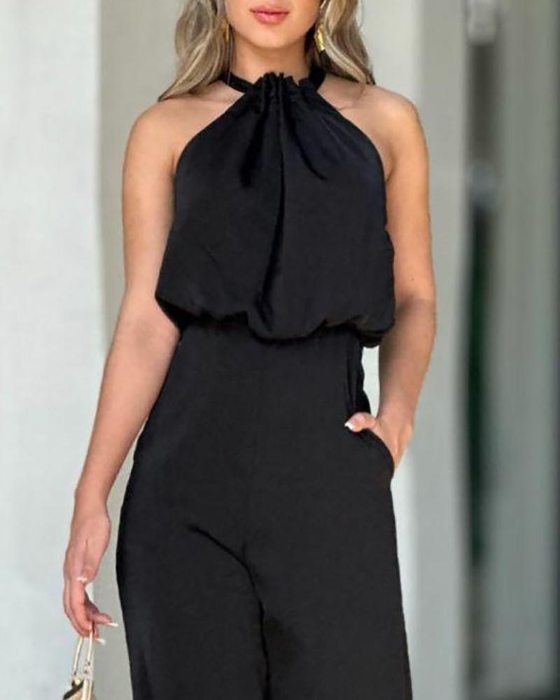 Sexy Halter Neck Sleeveless High Waist Jumpsuit