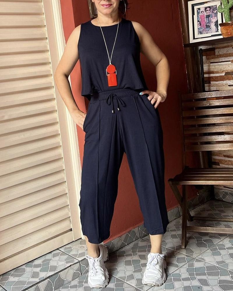 Sleeveless Top Tapered Pants Set