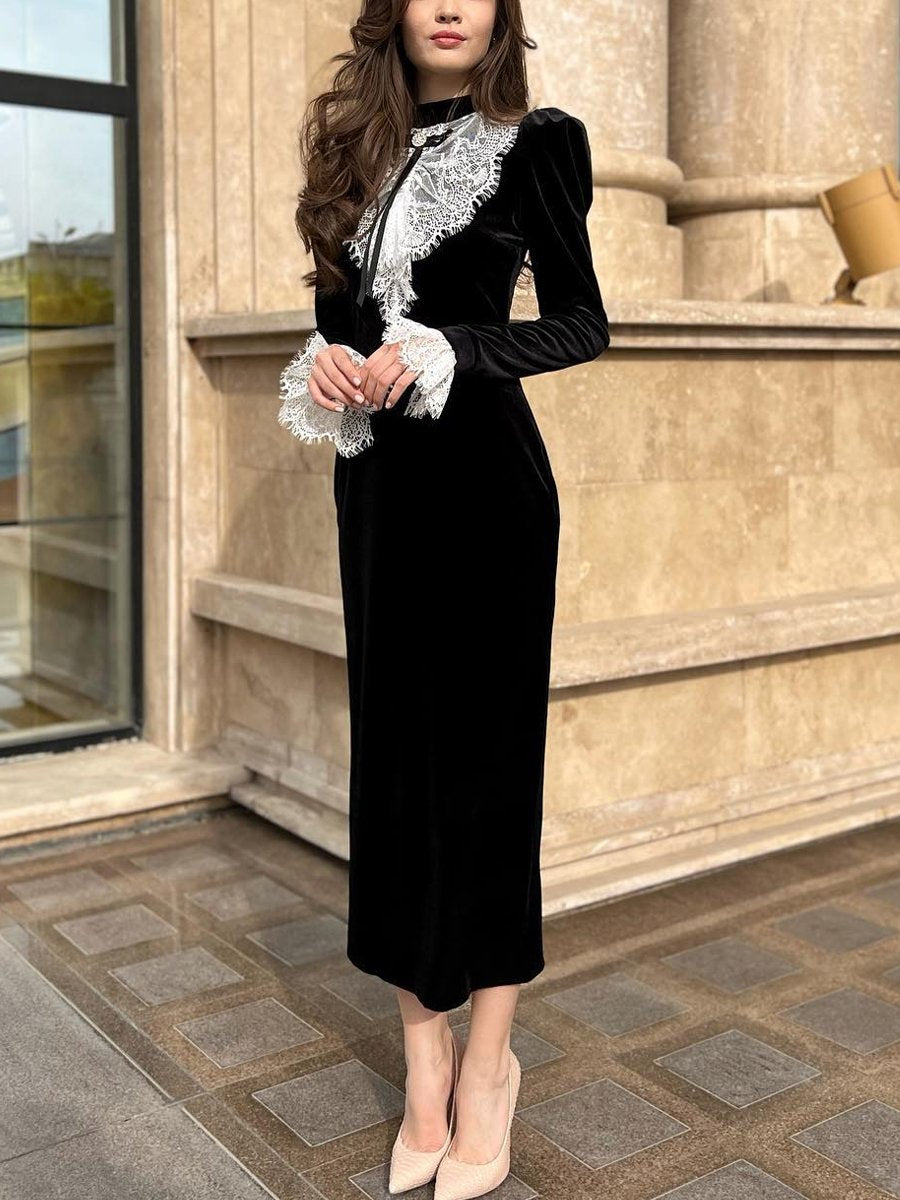 Professional Black And White Contrast Dress