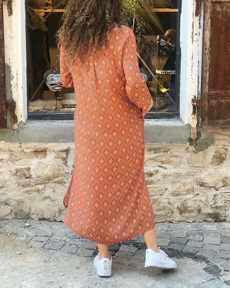 Casual Printed Shirt Dress