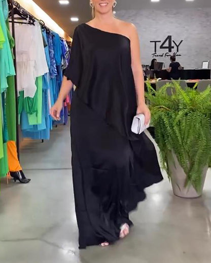 Sleeveless one-shoulder maxi dress