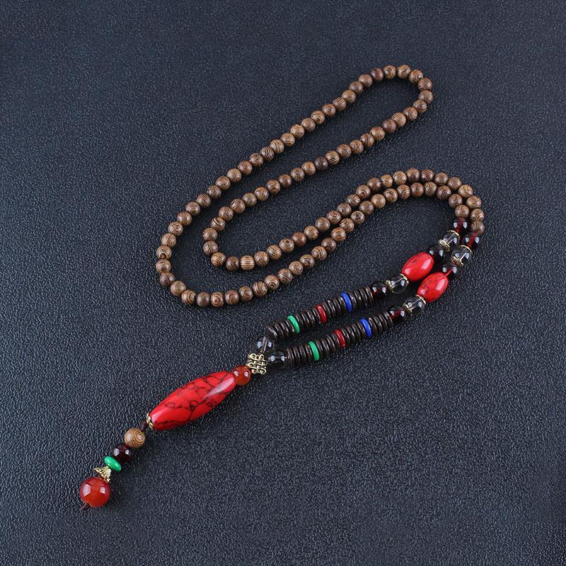 Versatile Wooden Tassel Necklace