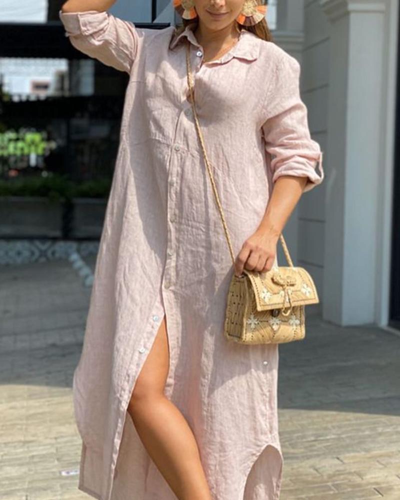 Solid Shirt Dress