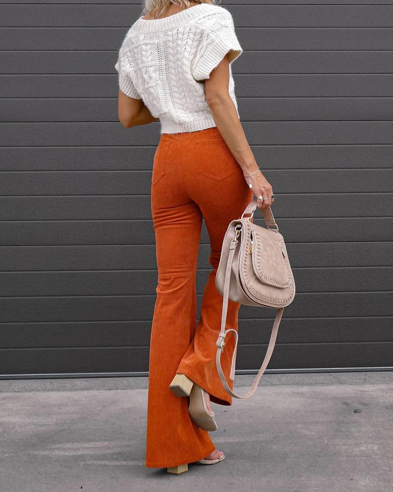 Solid color corduroy trousers