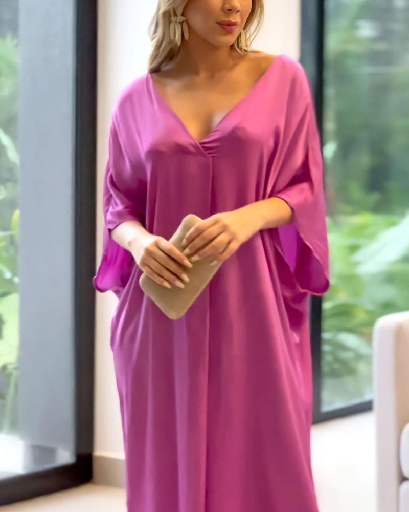 Simple Satin Solid Dress