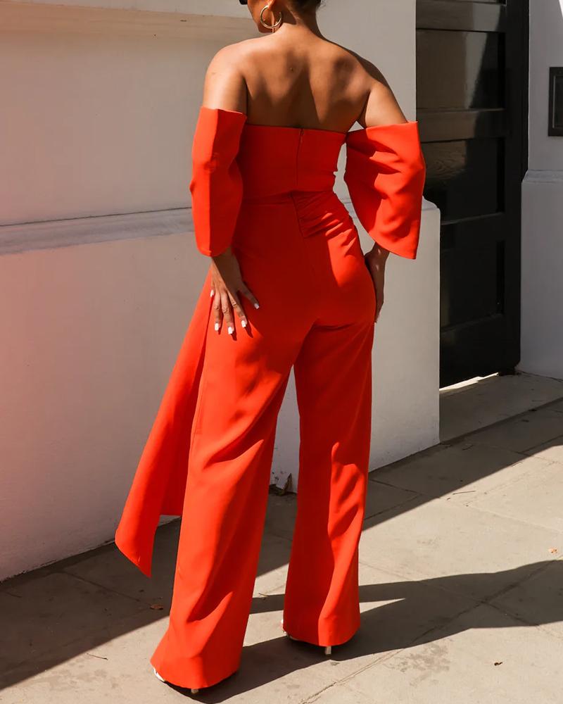 One-shoulder Elegant Solid Color Jumpsuit