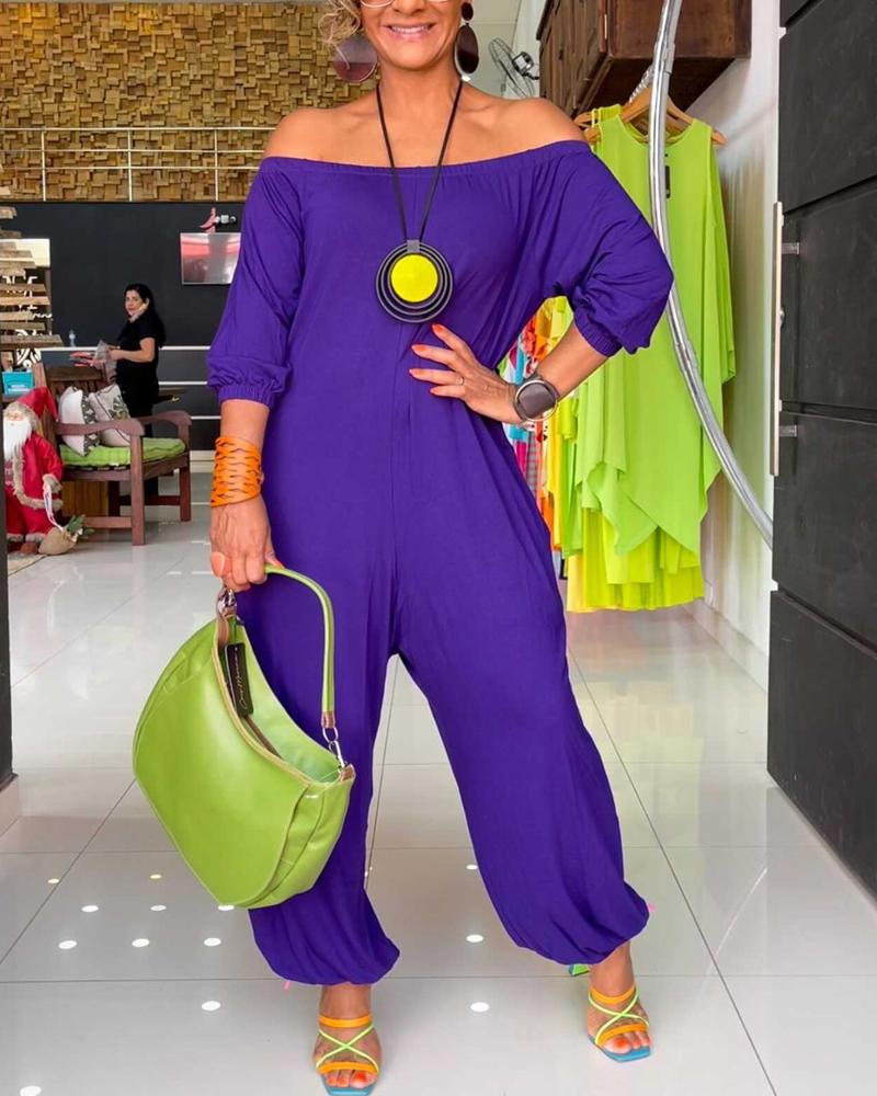 Stretch One-Shoulder Loose Jumpsuit