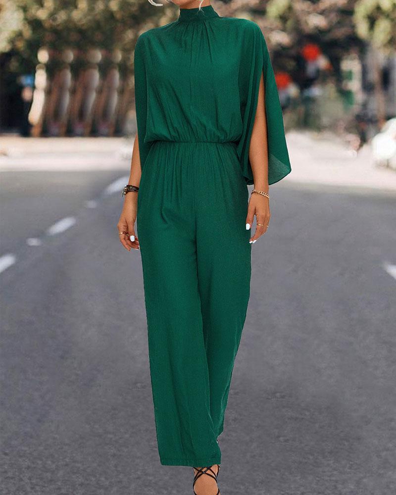 Solid color turtleneck jumpsuit