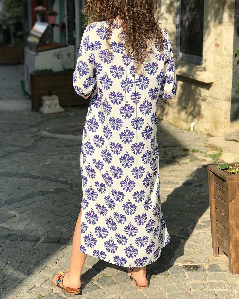 Casual Printed Shirt Dress