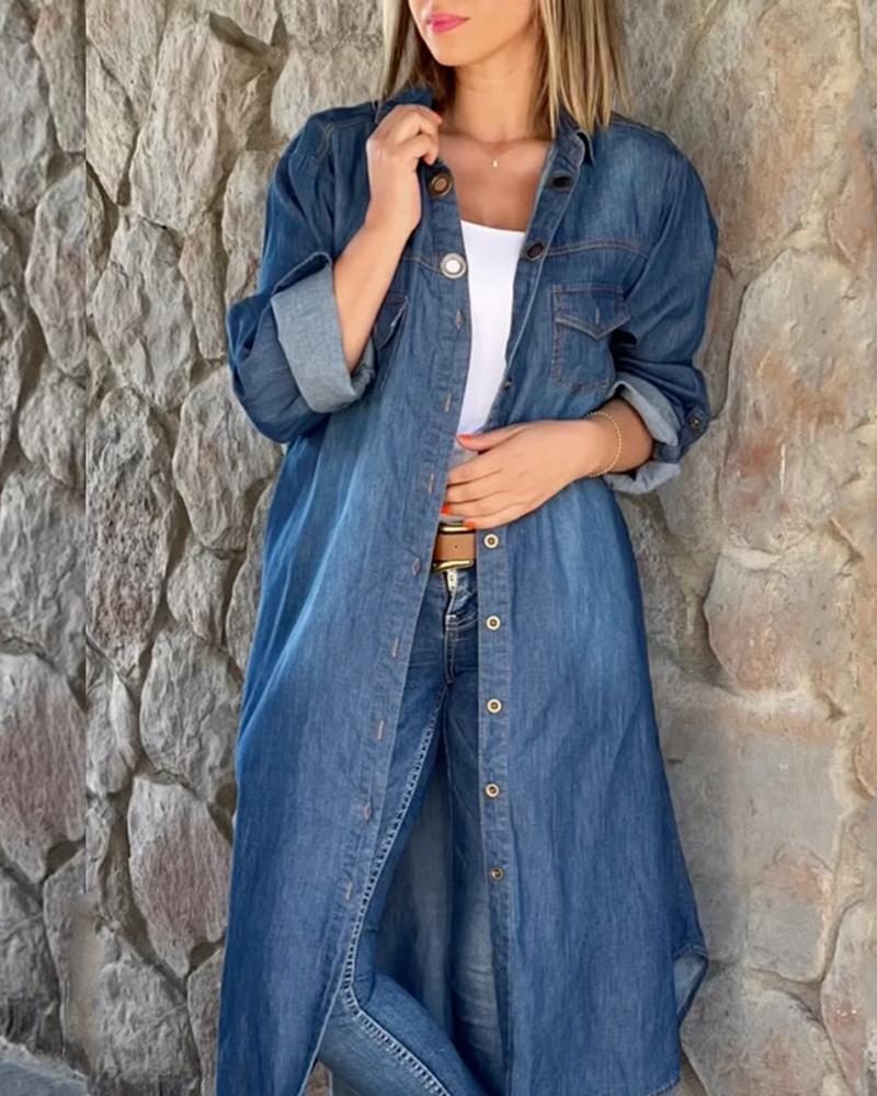 Denim Blue Button Shirt Dress