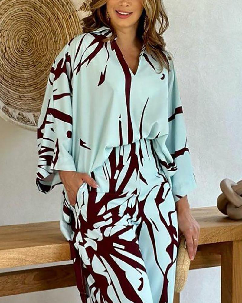 Casual Loose Printed Two-Piece Set