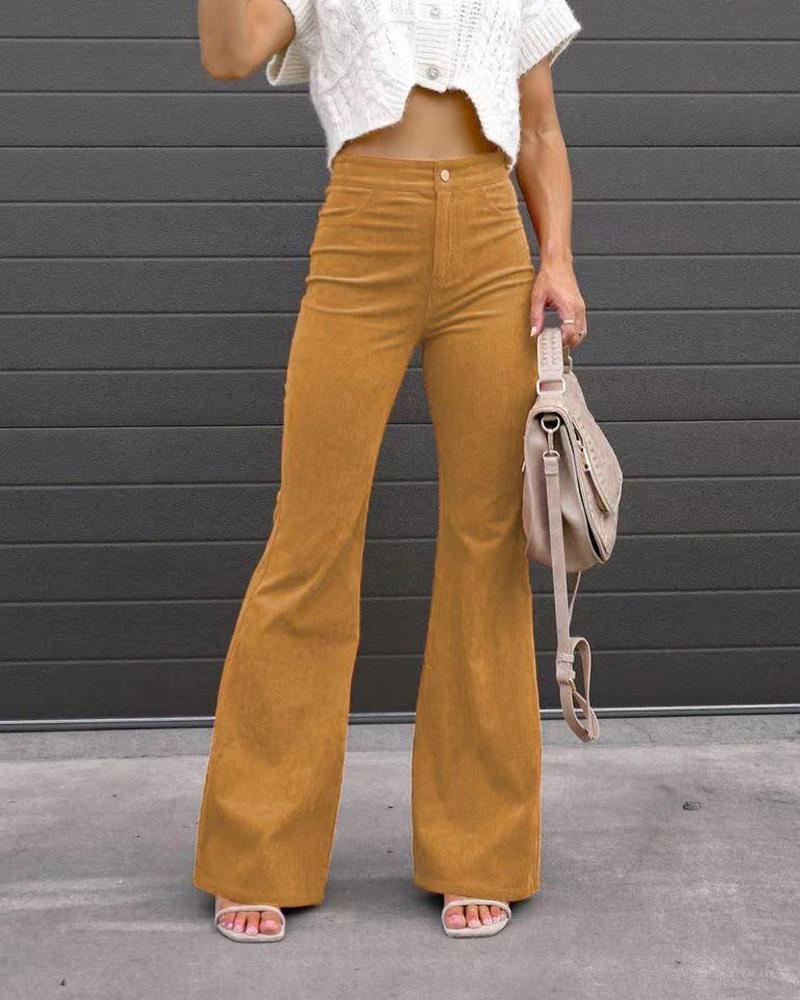 Solid color corduroy trousers