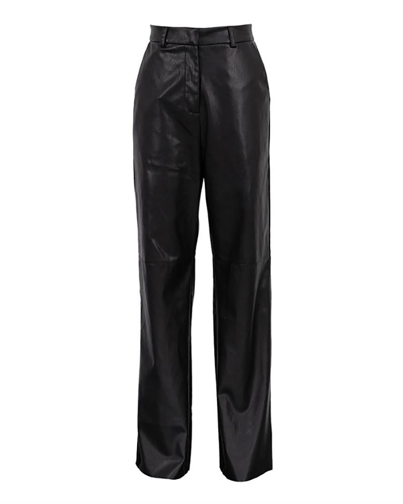 Fashionable PU Leather Casual Straight Leg Pants