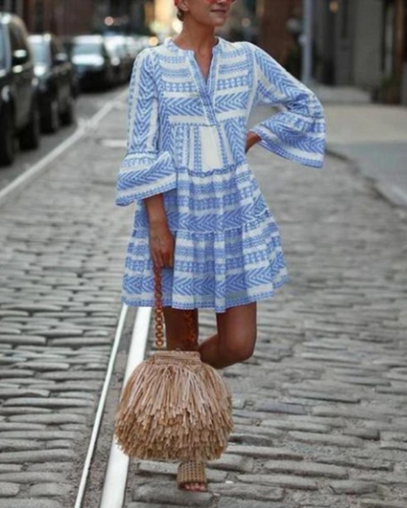 Geometric Stripe Short Dress