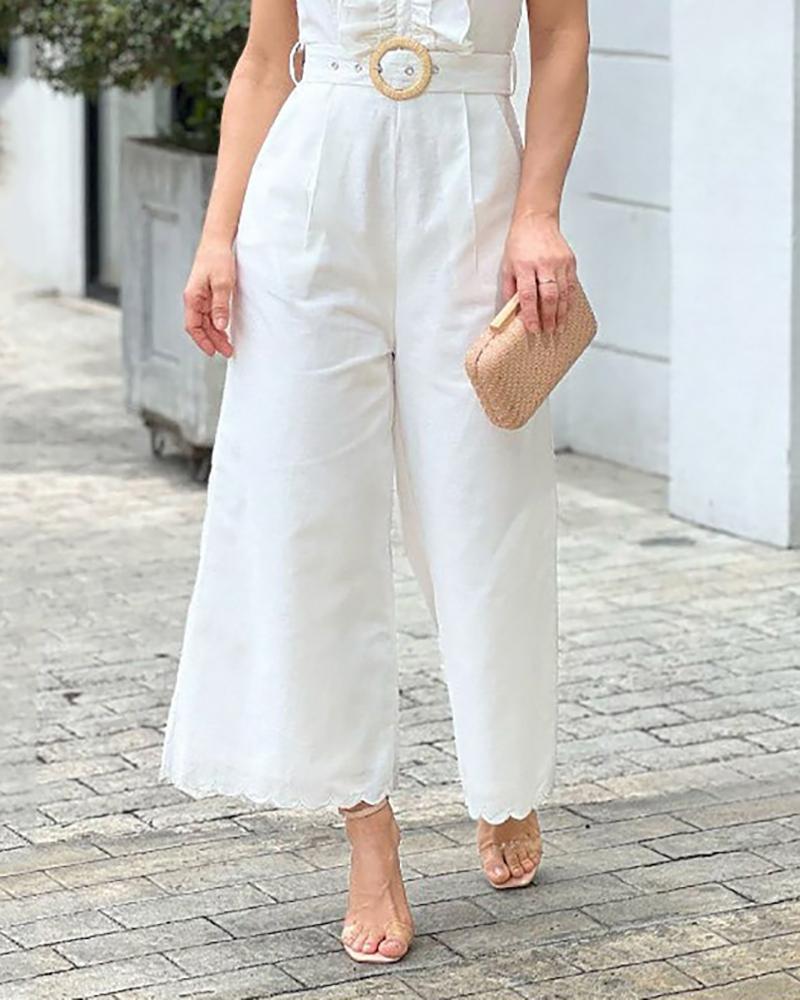 Ruffled Sleeveless Jumpsuit