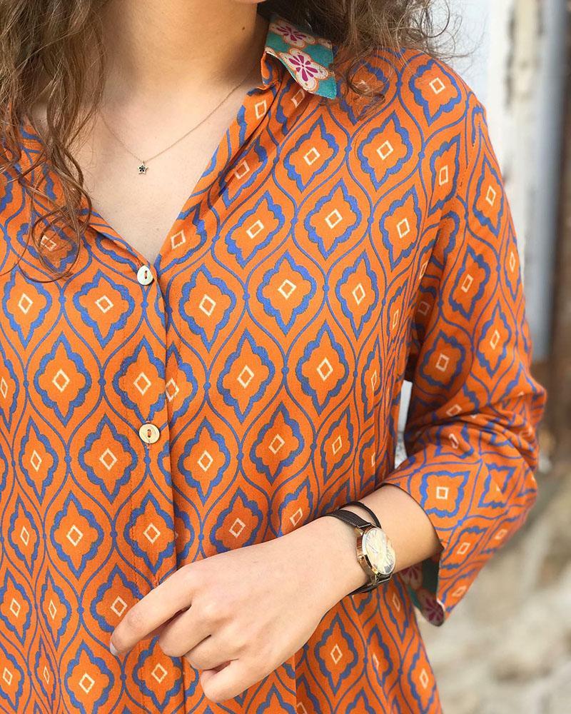 Casual Printed Shirt Dress