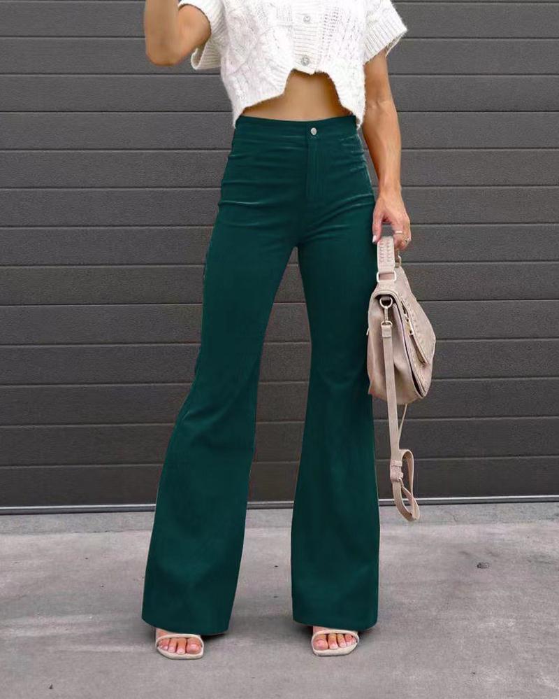 Solid color corduroy trousers