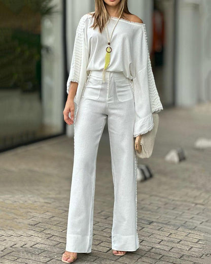 Solid Color Stylish Two-Piece Suit