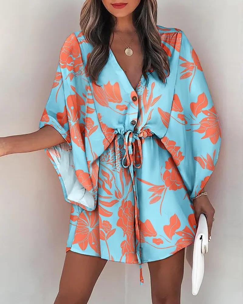 Casual V-neck printed dress