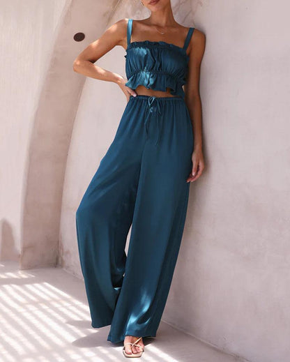 Fashion set of camisole & wide-leg pants