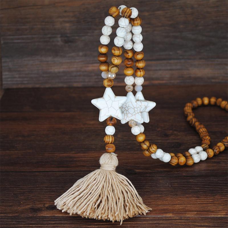 Handmade Wooden Beaded Long Necklace