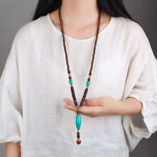 Versatile Wooden Tassel Necklace