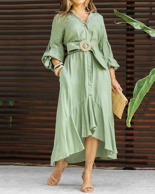 Casual long-sleeved irregular dress