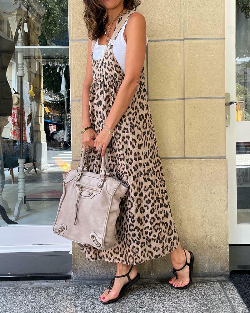 Casual Leopard Strap Dress