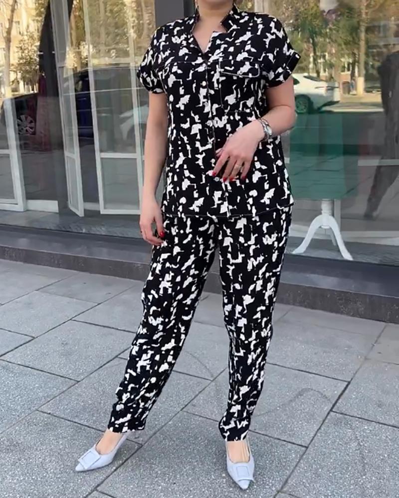 Casual Printed Two-Piece Set