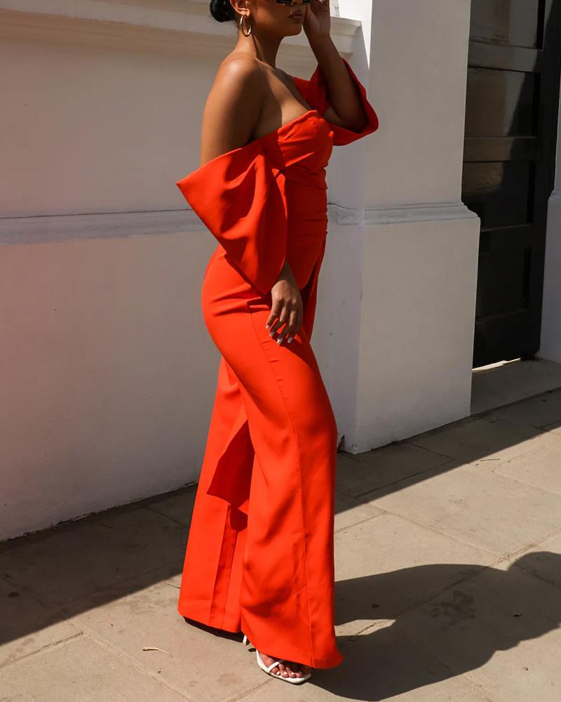 One-shoulder Elegant Solid Color Jumpsuit