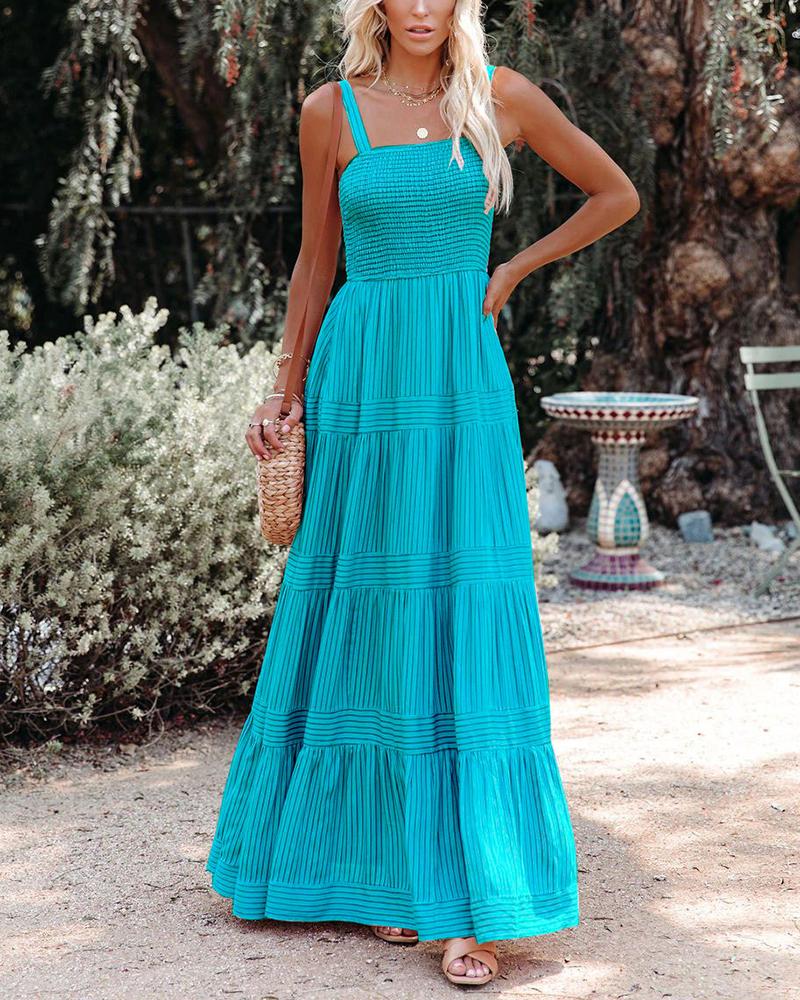 Solid color maxi striped slip dress