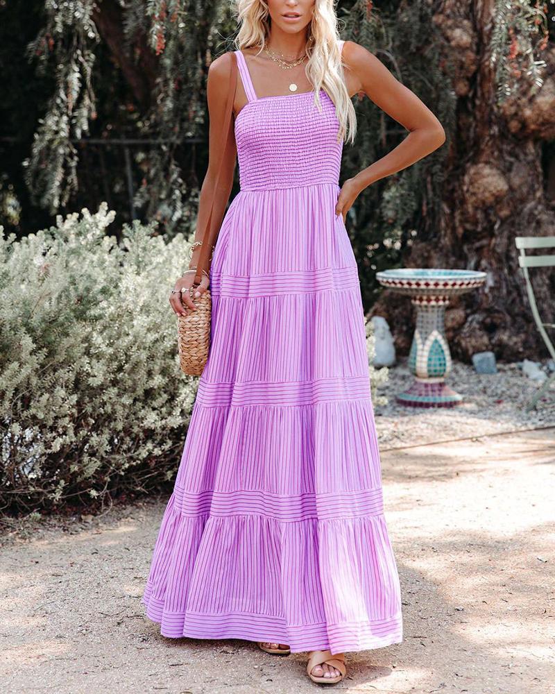 Solid color maxi striped slip dress