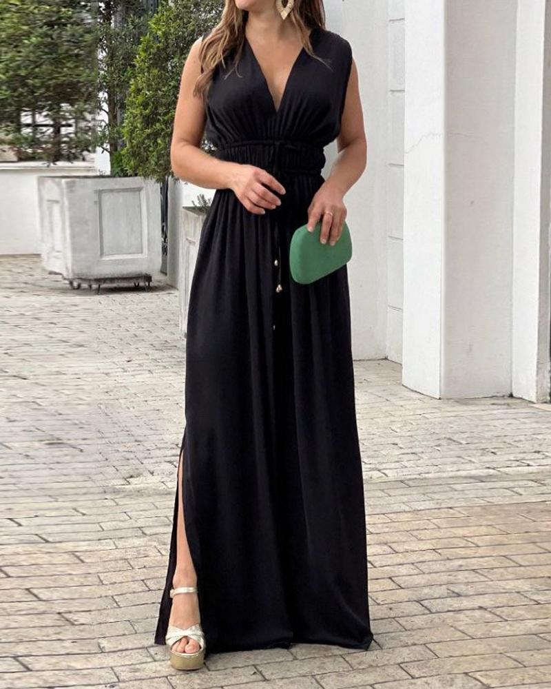 Elegant Black Slit Jumpsuit